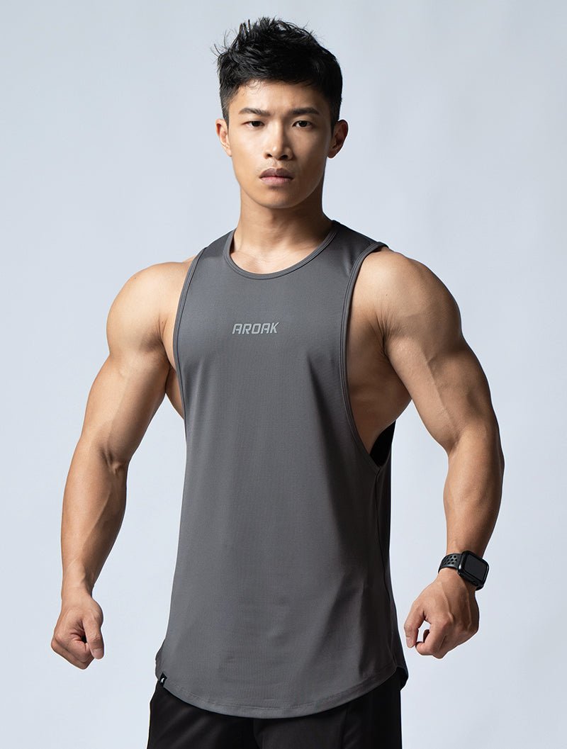 ArcTech™ 機能圓弧健身背心 (鐵灰) - AROAK 機能健身服飾 | 專為健人打造