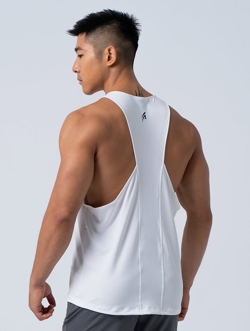 ArcTech™機能拼接挖背背心 (白) - AROAK 機能健身服飾 | 專為健人打造