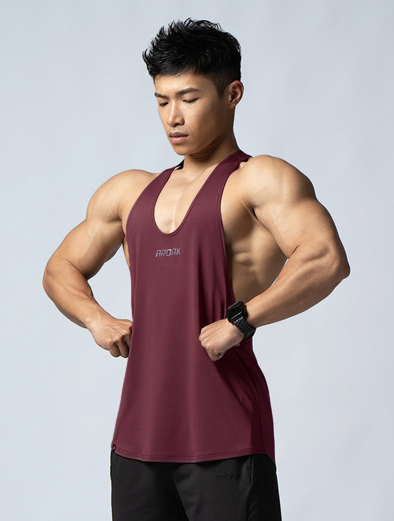 ArcTech™ 機能細肩挖背訓練背心 (酒紅) - AROAK 機能健身服飾 | 專為健人打造