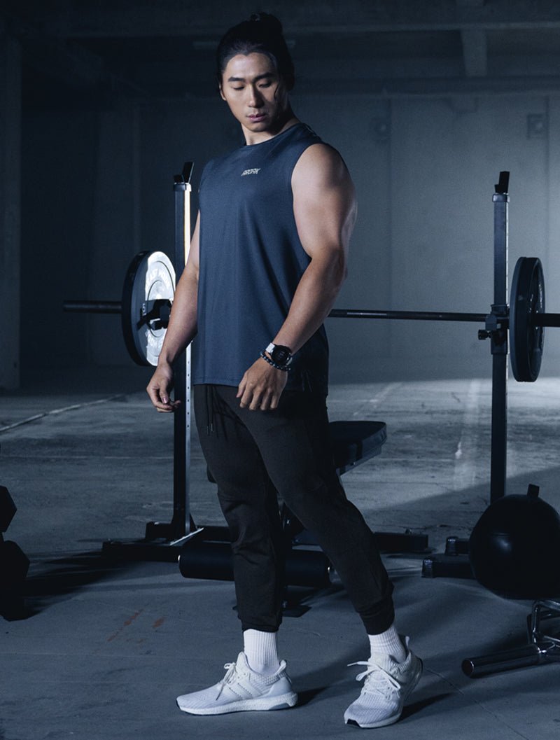 ArcTech™ 機能落肩訓練背心 (深藍) - AROAK 機能健身服飾 | 專為健人打造