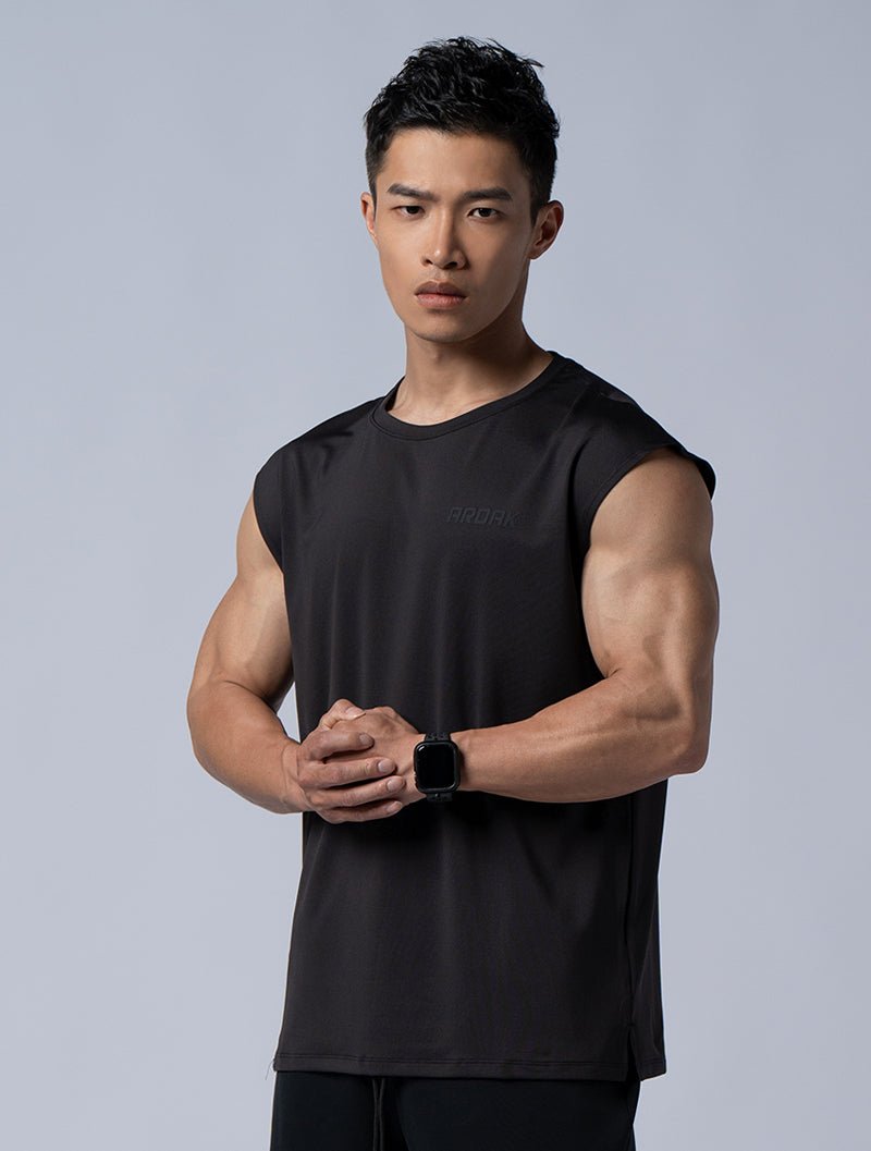 ArcTech™ 機能落肩訓練背心 (黑) - AROAK 機能健身服飾 | 專為健人打造