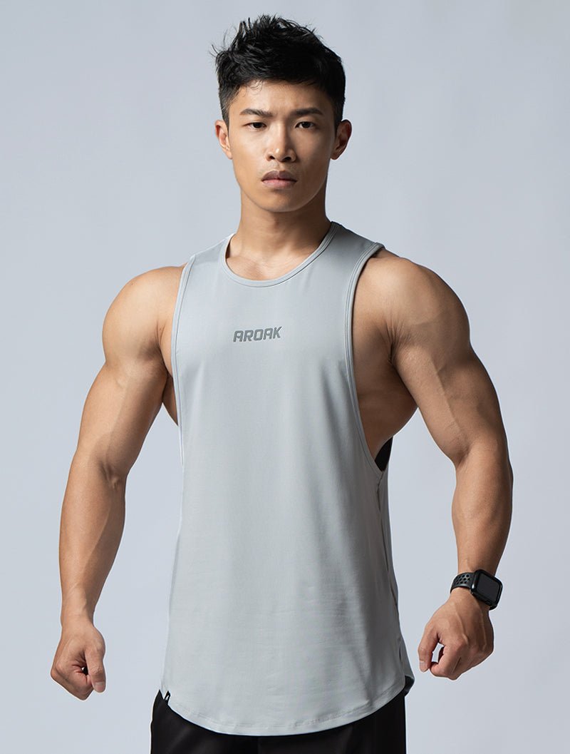 ArcTech™ 機能圓弧健身背心 (淺灰) - AROAK 機能健身服飾 | 專為健人打造