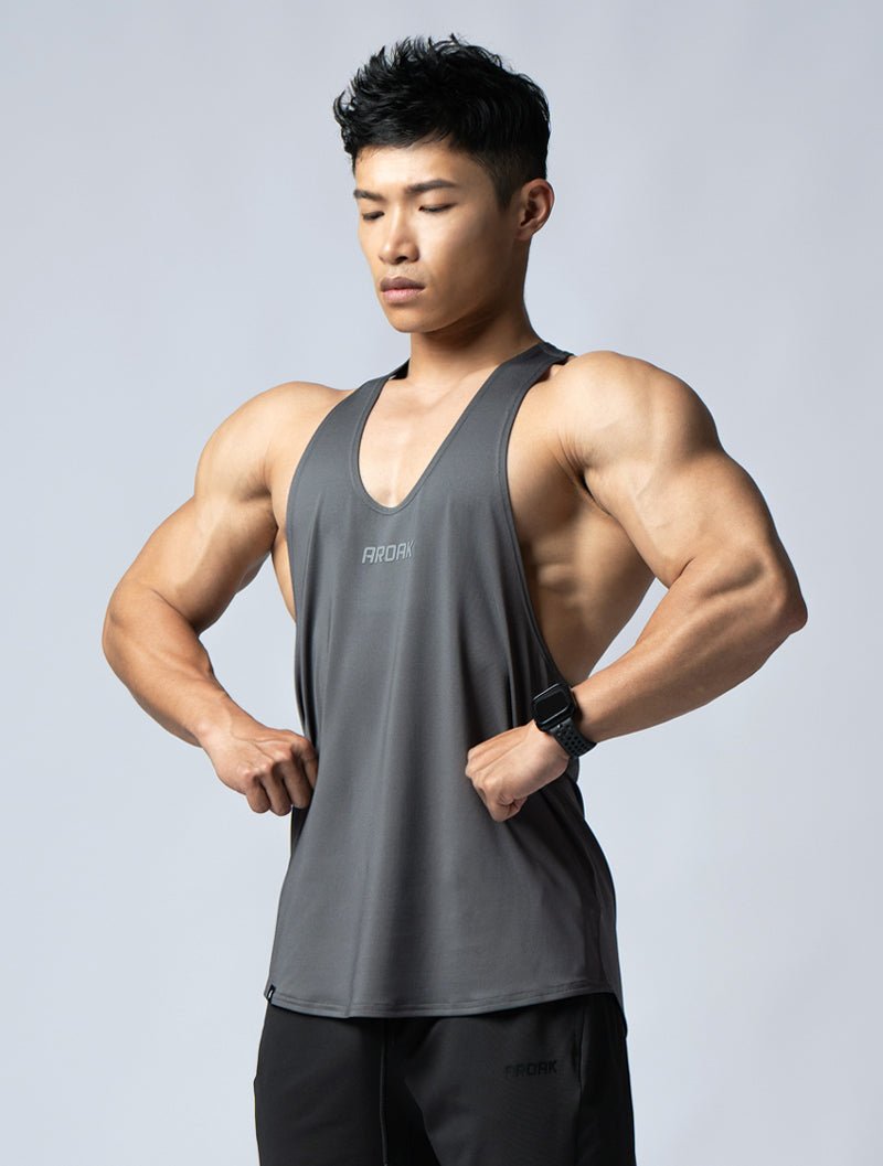 ArcTech™ 機能細肩挖背訓練背心 (鐵灰) - AROAK 機能健身服飾 | 專為健人打造