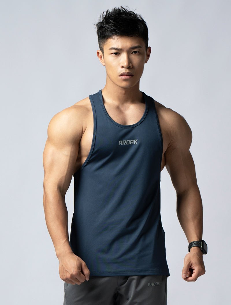 ArcTech™ 機能挖背訓練背心 (深藍) - AROAK 機能健身服飾 | 專為健人打造