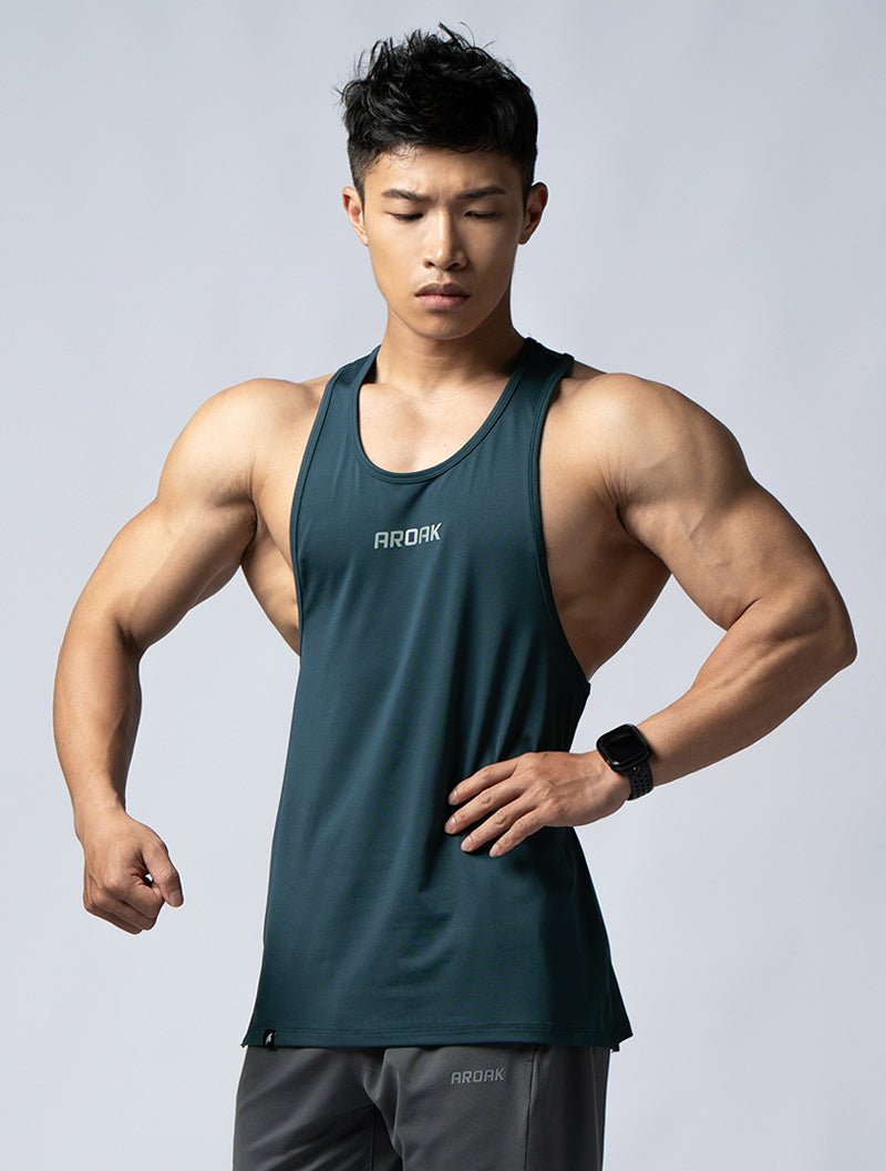ArcTech™ 機能挖背訓練背心 (藍綠) - AROAK 機能健身服飾 | 專為健人打造