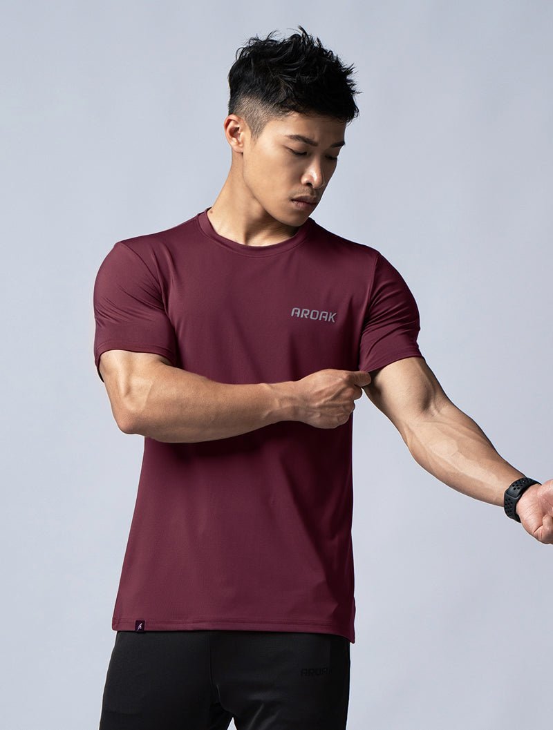 ArcTech™ 機能訓練上衣 (酒紅) - AROAK 機能健身服飾 | 專為健人打造