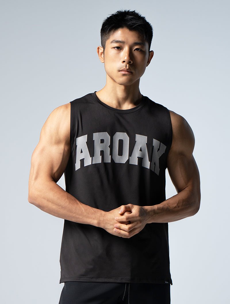 ArcTech™ AROAK 文字機能寬肩背心 (黑) - AROAK 機能健身服飾 | 專為健人打造