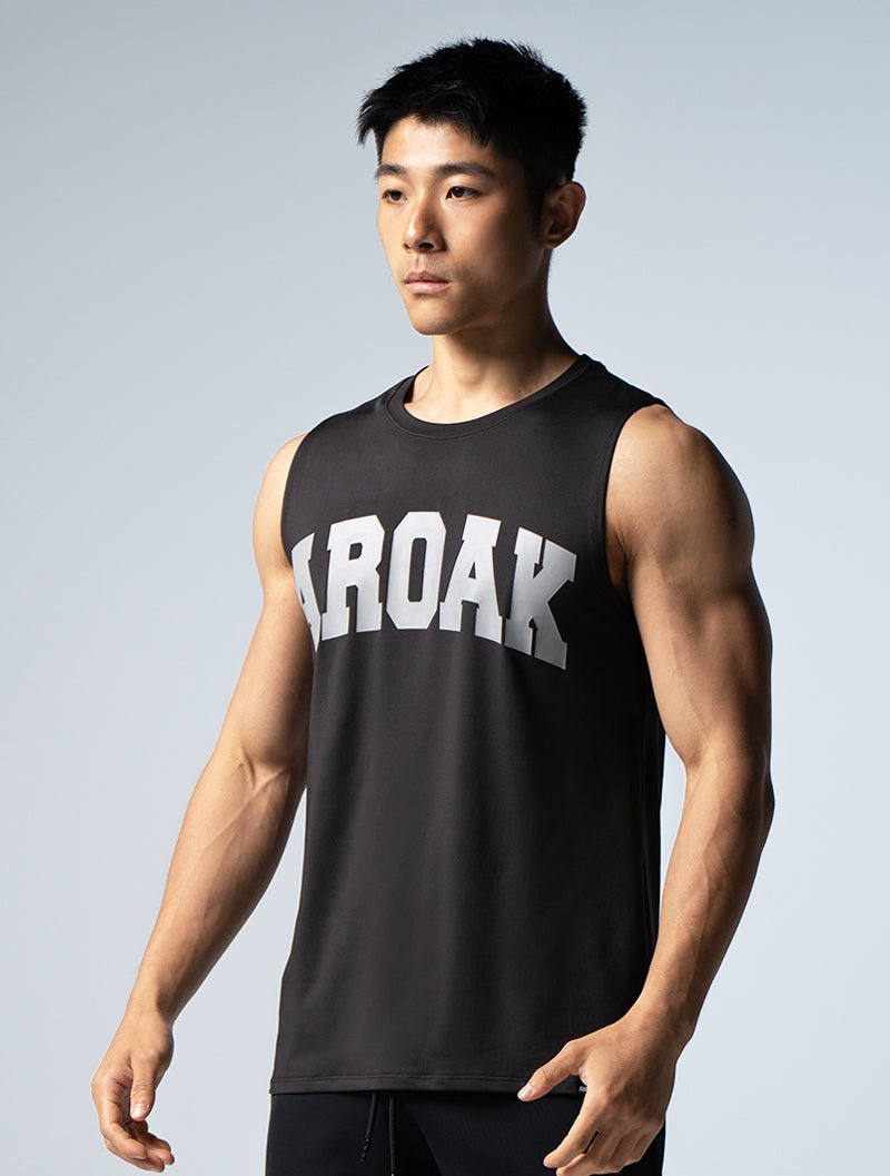 ArcTech™ AROAK 文字機能寬肩背心 (黑) - AROAK 機能健身服飾 | 專為健人打造