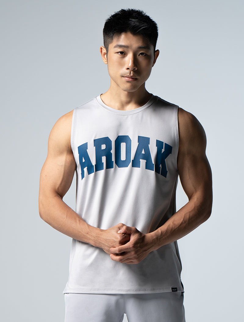 ArcTech™ AROAK 文字機能寬肩背心 (淺灰) - AROAK 機能健身服飾 | 專為健人打造