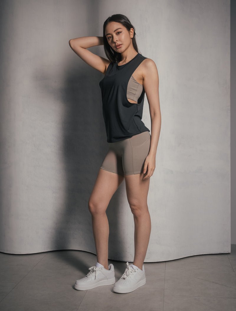 ArcTech™ 機能訓練側挖長版背心@ (櫻花紅) - AROAK 機能健身服飾 | 專為健人打造