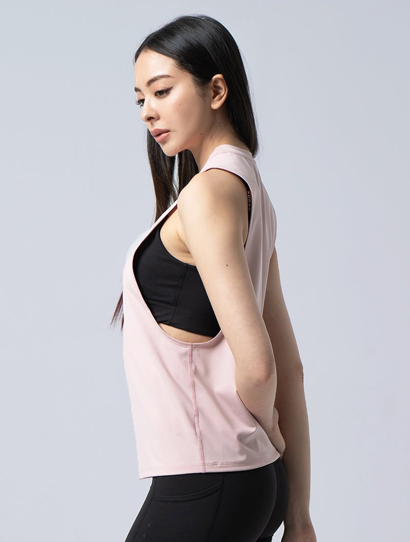 ArcTech™ 機能訓練側挖長版背心@ (櫻花紅) - AROAK 機能健身服飾 | 專為健人打造