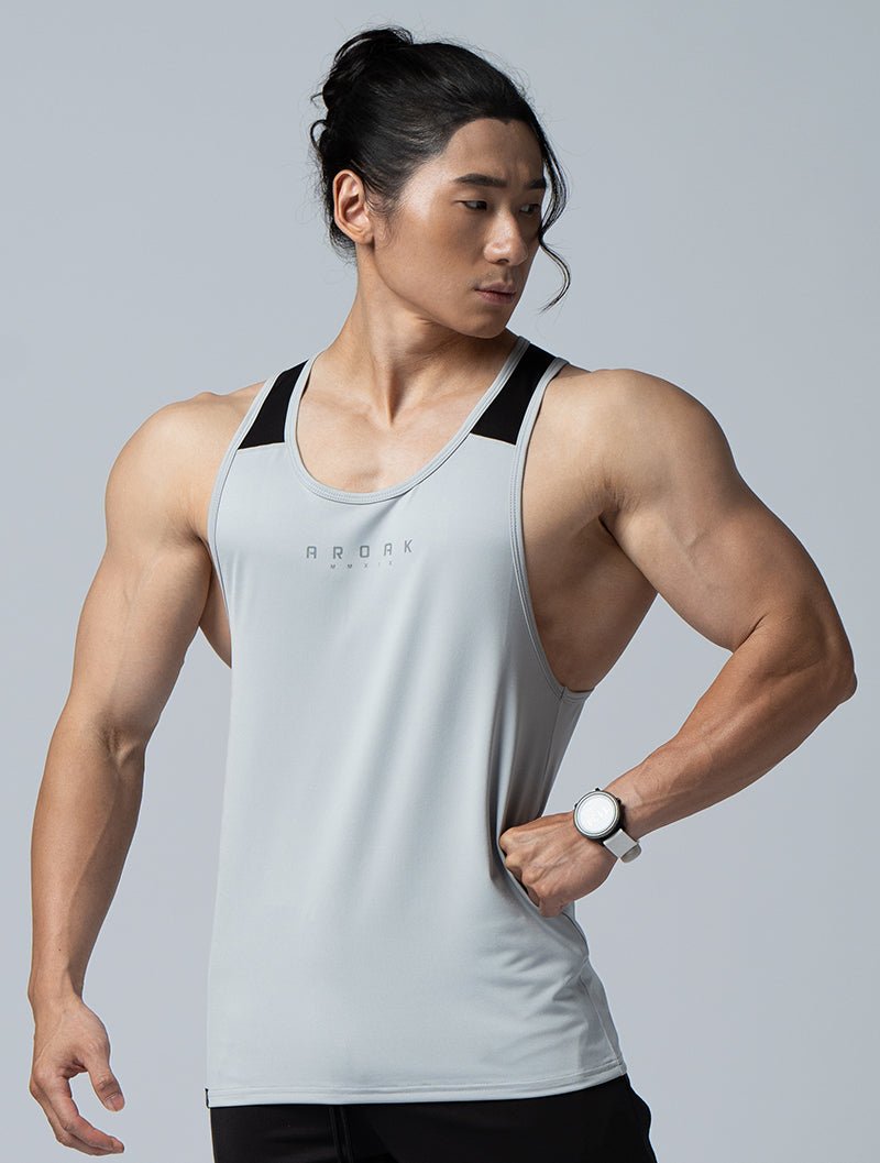 ArcTech™ - BTH機能拼接背心 (淺灰) - AROAK 機能健身服飾 | 專為健人打造