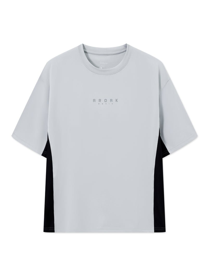 ArcTech™ - BTH OVERSIZED拼接短袖上衣 (淺灰) - AROAK 機能健身服飾 | 專為健人打造