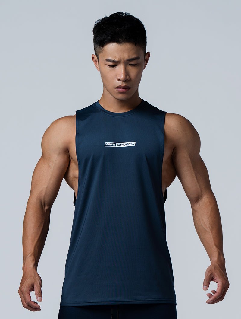 ArcTech™ Elite側挖剪接訓練背心 (深藍) - AROAK 機能健身服飾 | 專為健人打造