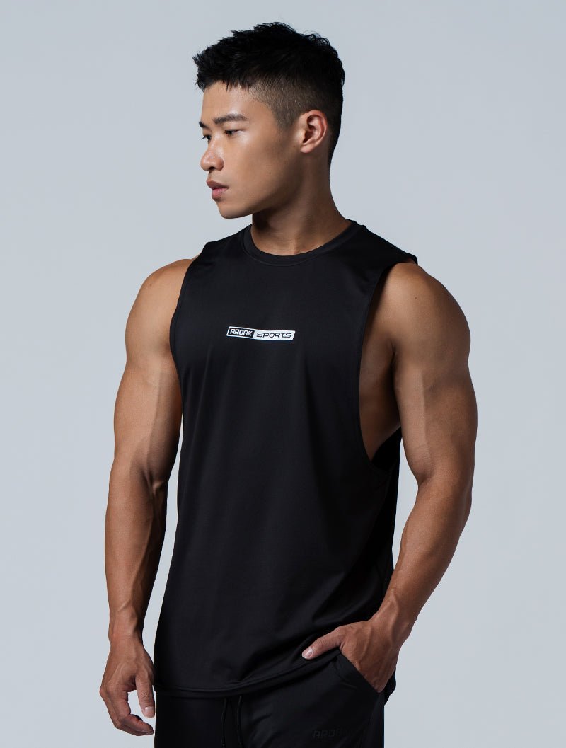 ArcTech™ Elite側挖剪接訓練背心 (黑) - AROAK 機能健身服飾 | 專為健人打造