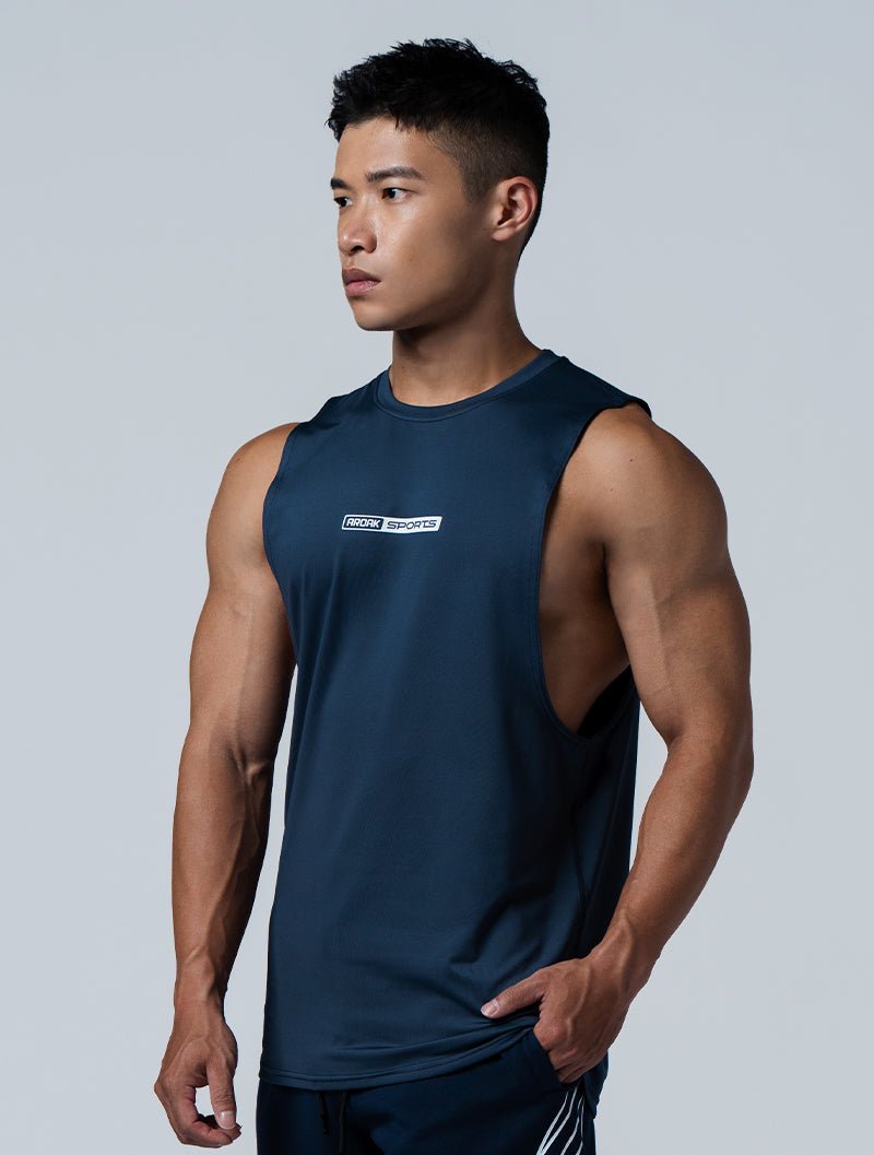 ArcTech™ Elite側挖剪接訓練背心 (深藍) - AROAK 機能健身服飾 | 專為健人打造