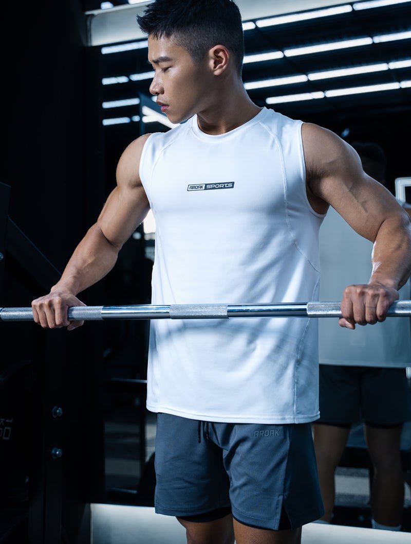 ArcTech™ Elite寬肩剪接訓練背心 (鐵灰) - AROAK 機能健身服飾 | 專為健人打造