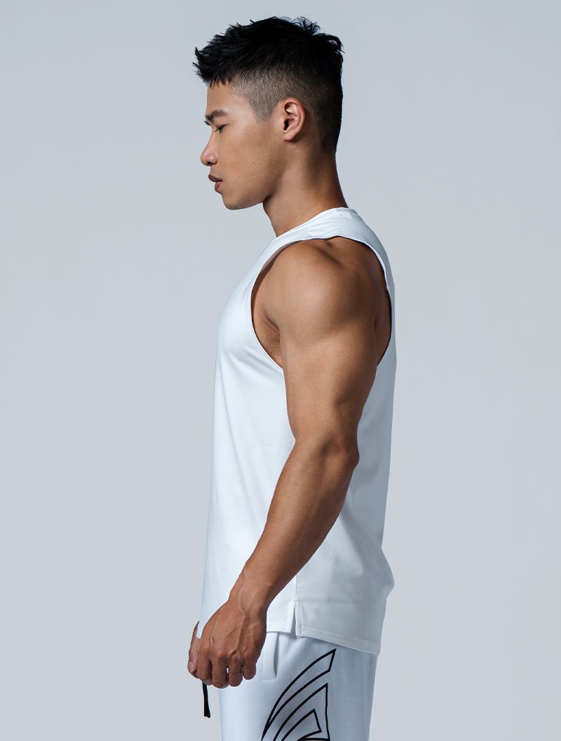 ArcTech™ Essential 剪接弧襬背心 (白) - AROAK 機能健身服飾 | 專為健人打造