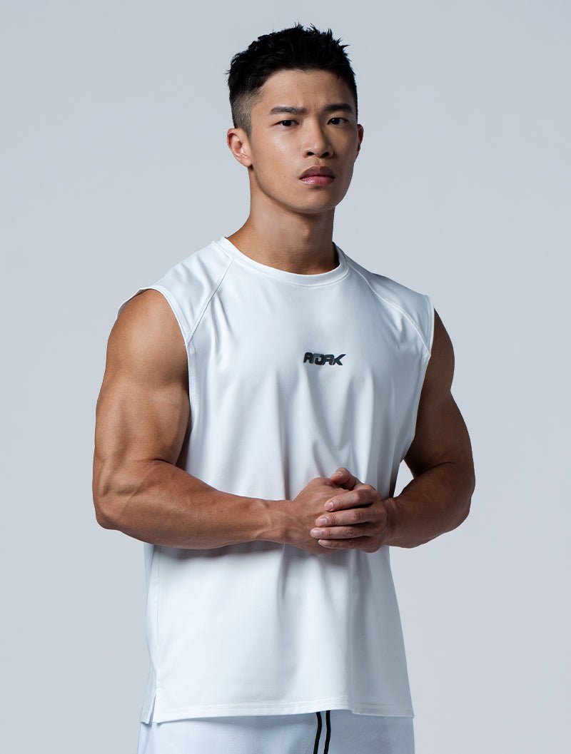 ArcTech™ Essential 寬肩剪接背心 (白) - AROAK 機能健身服飾 | 專為健人打造
