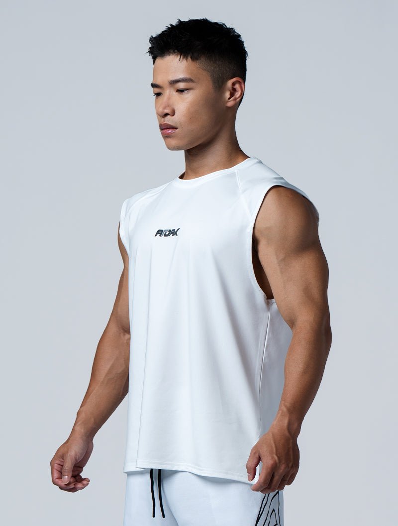 ArcTech™ Essential 寬肩剪接背心 (白) - AROAK 機能健身服飾 | 專為健人打造