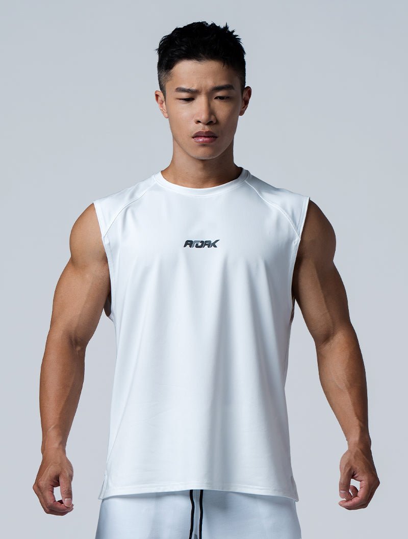 ArcTech™ Essential 寬肩剪接背心 (白) - AROAK 機能健身服飾 | 專為健人打造