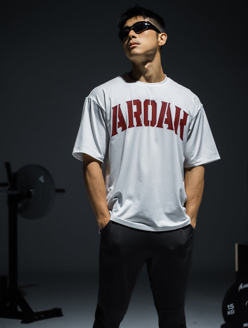 ArcTech™ OVERSIZED文字印花機能上衣 (鐵灰) - AROAK 機能健身服飾 | 專為健人打造