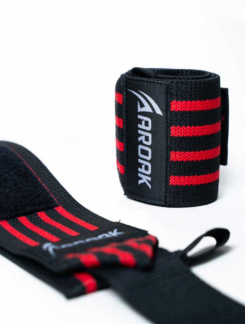 AROAK 重磅彈力護腕 (黑紅) - AROAK 機能健身服飾 | 專為健人打造