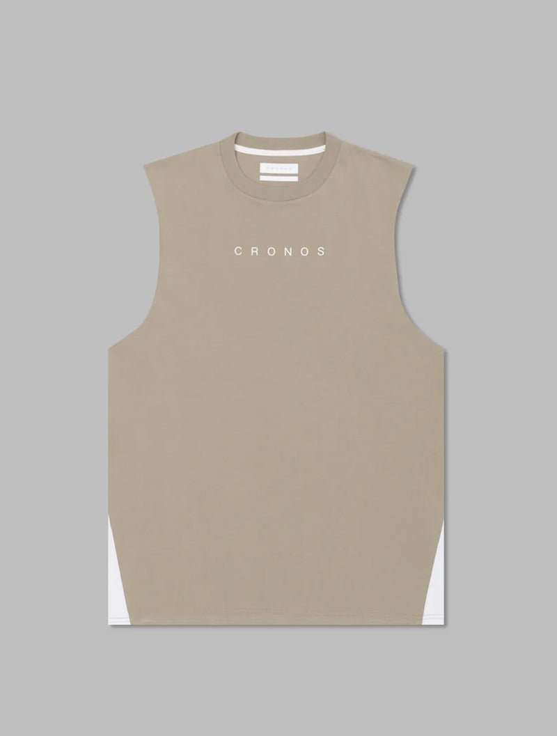 CRONOS 拼接背心 (卡其) - AROAK 機能健身服飾 | 專為健人打造