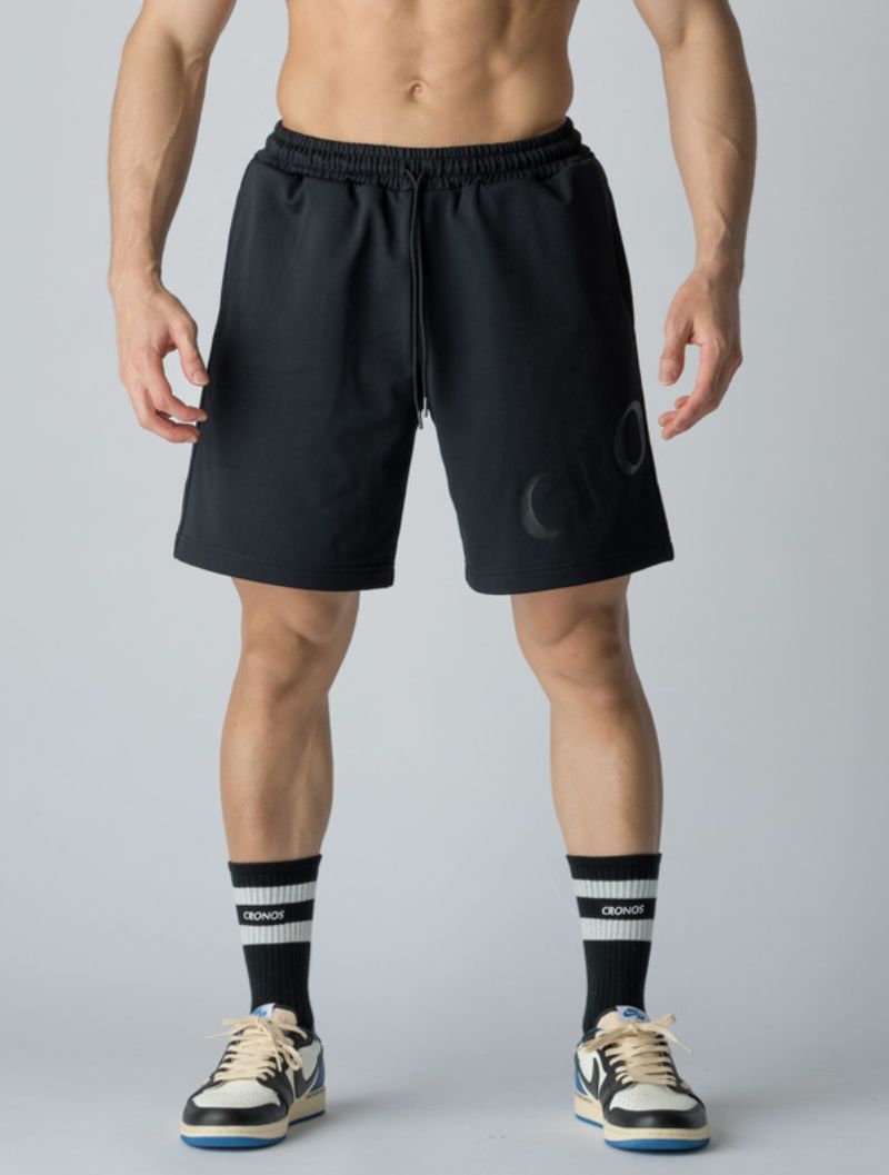 CRONOS 側邊印花短褲 (黑) - AROAK 機能健身服飾 | 專為健人打造