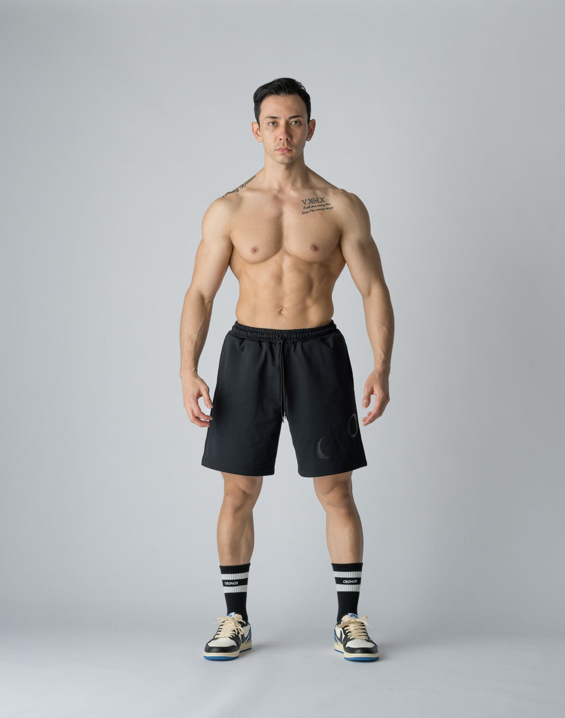 CRONOS 側邊印花短褲 (黑) - AROAK 機能健身服飾 | 專為健人打造