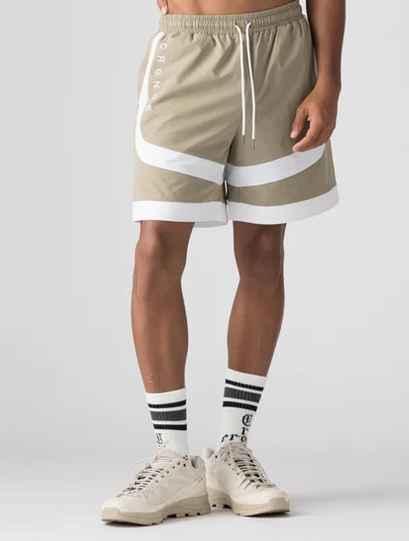 CRONOS 拼接短褲 (卡其) - AROAK 機能健身服飾 | 專為健人打造