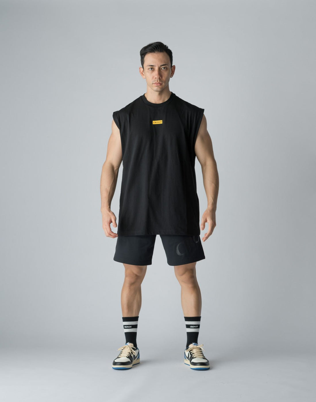 CRONOS 刺繡 BOXLOGO 無袖 (黑) - AROAK 機能健身服飾 | 專為健人打造