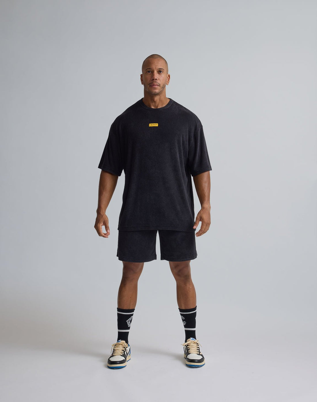 CRONOS 刺繡BOXLOGO竹絨T恤 (灰黑) - AROAK 機能健身服飾 | 專為健人打造