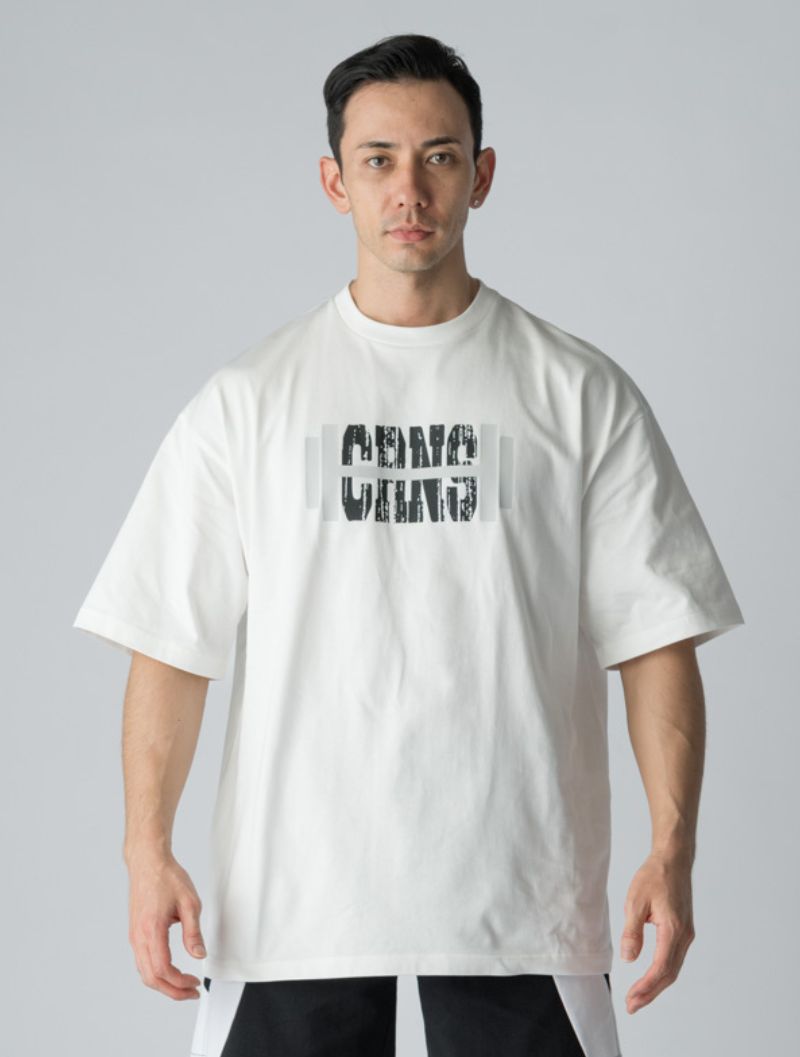 CRONOS 啞鈴圖案印花T恤 (白) - AROAK 機能健身服飾 | 專為健人打造