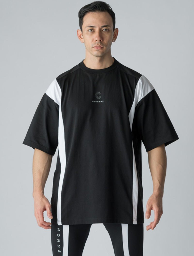 CRONOS 兩側拼接T恤 (黑) - AROAK 機能健身服飾 | 專為健人打造