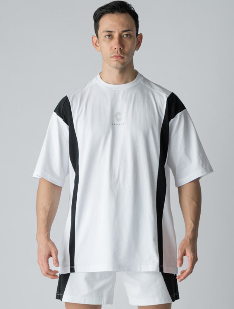 CRONOS 兩側拼接T恤 (白) - AROAK 機能健身服飾 | 專為健人打造