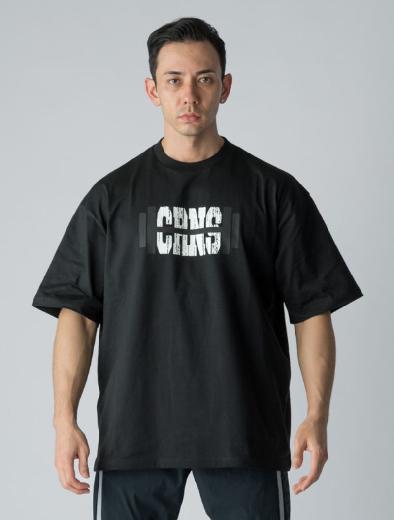 CRONOS 啞鈴圖案印花T恤 (黑) - AROAK 機能健身服飾 | 專為健人打造