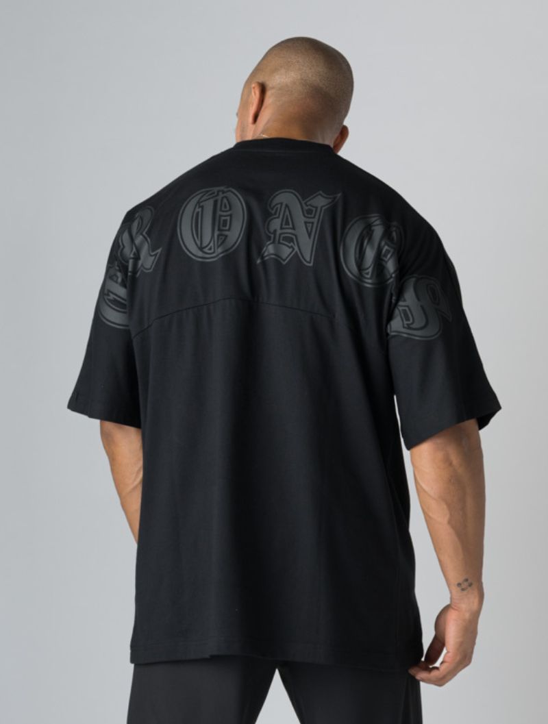 CRONOS 黑色字母蝙蝠袖T恤 (黑) - AROAK 機能健身服飾 | 專為健人打造