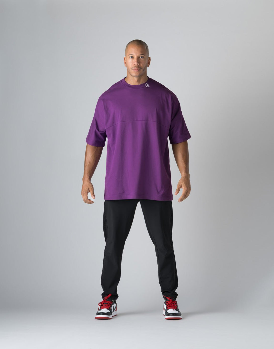 CRONOS 黑色字母蝙蝠袖T恤 (紫) - AROAK 機能健身服飾 | 專為健人打造