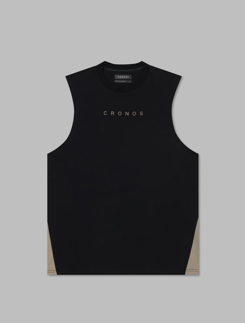 CRONOS 拼接背心 (黑x卡其) - AROAK 機能健身服飾 | 專為健人打造