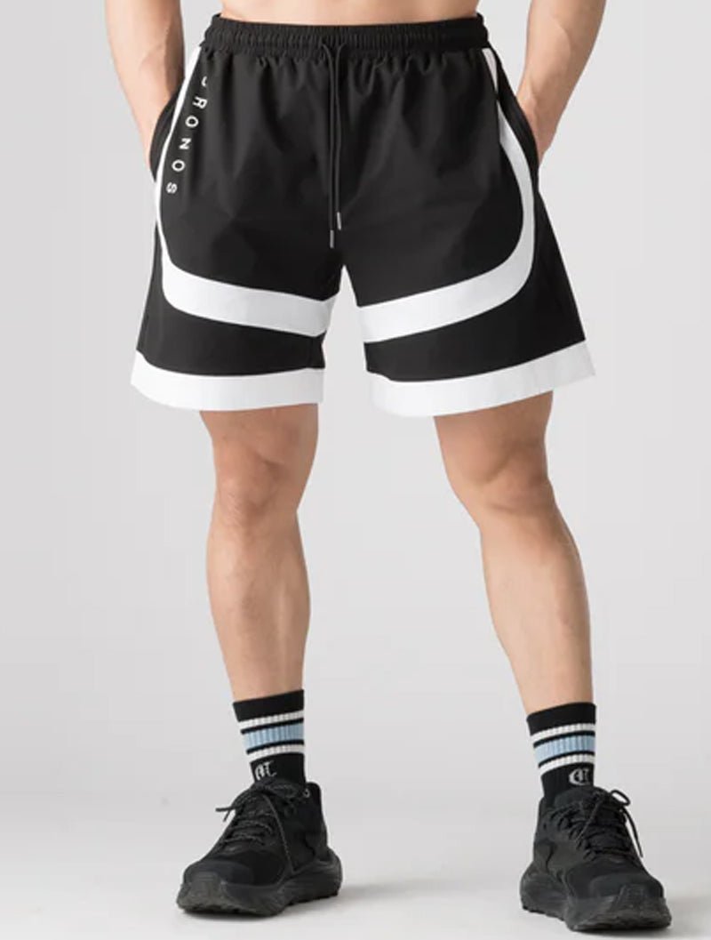 CRONOS 拼接短褲 (黑x白) - AROAK 機能健身服飾 | 專為健人打造