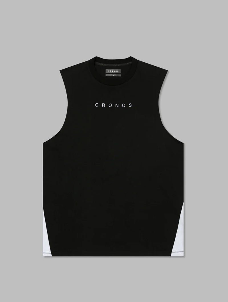 CRONOS 拼接背心 (黑x白) - AROAK 機能健身服飾 | 專為健人打造