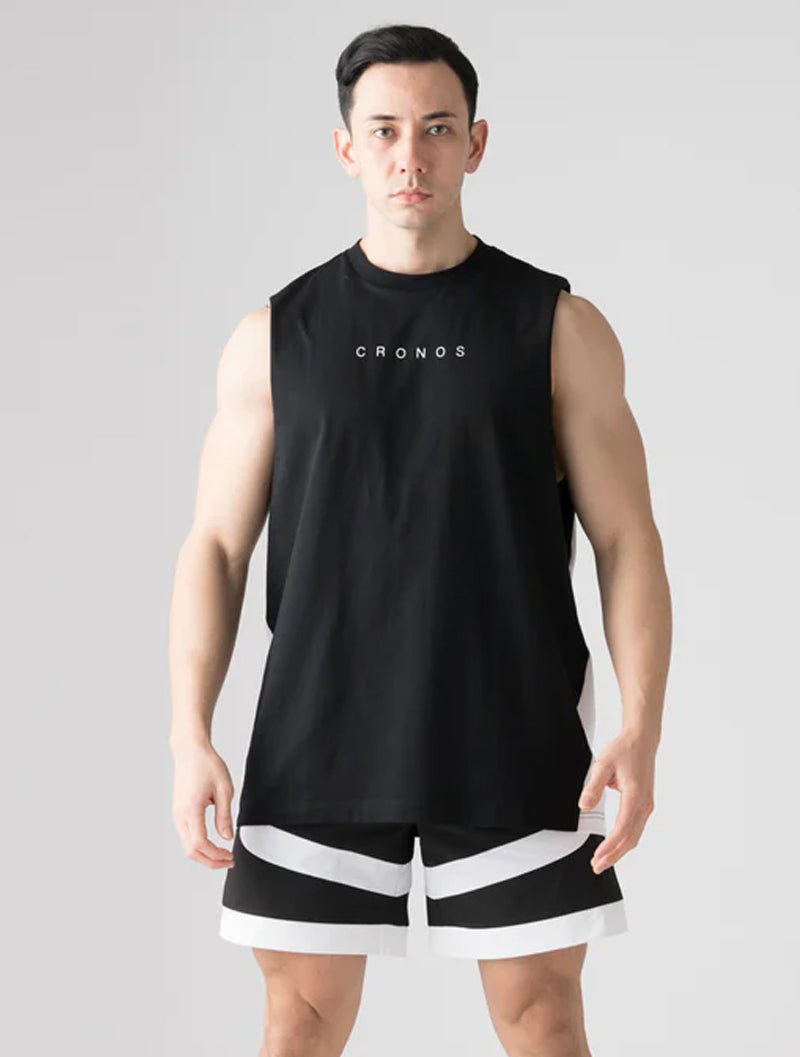 CRONOS 拼接背心 (黑x白) - AROAK 機能健身服飾 | 專為健人打造