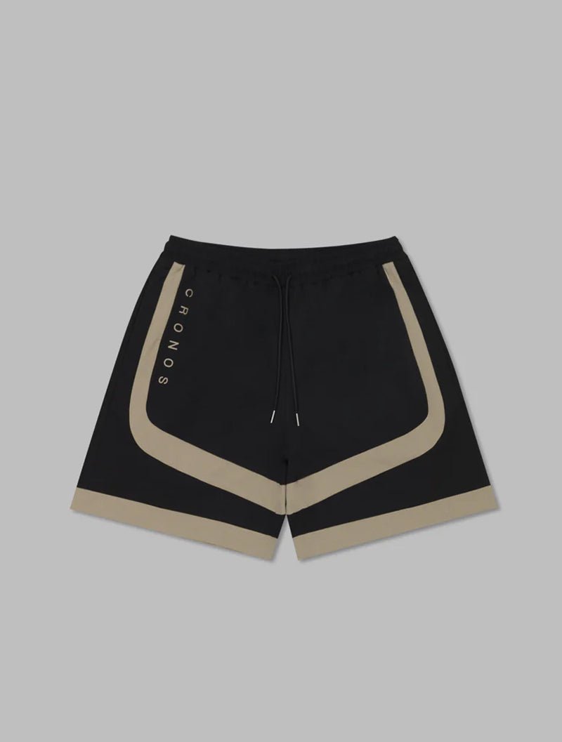 CRONOS 拼接短褲 (黑x卡其) - AROAK 機能健身服飾 | 專為健人打造