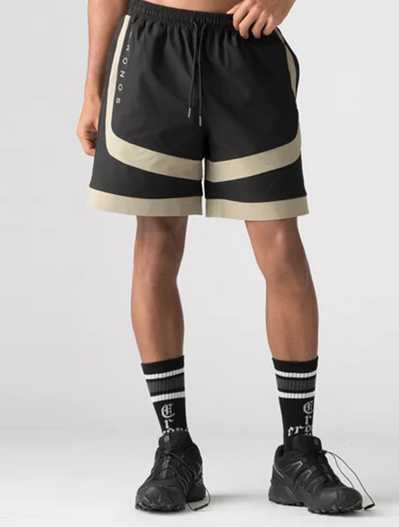 CRONOS 拼接短褲 (黑x卡其) - AROAK 機能健身服飾 | 專為健人打造