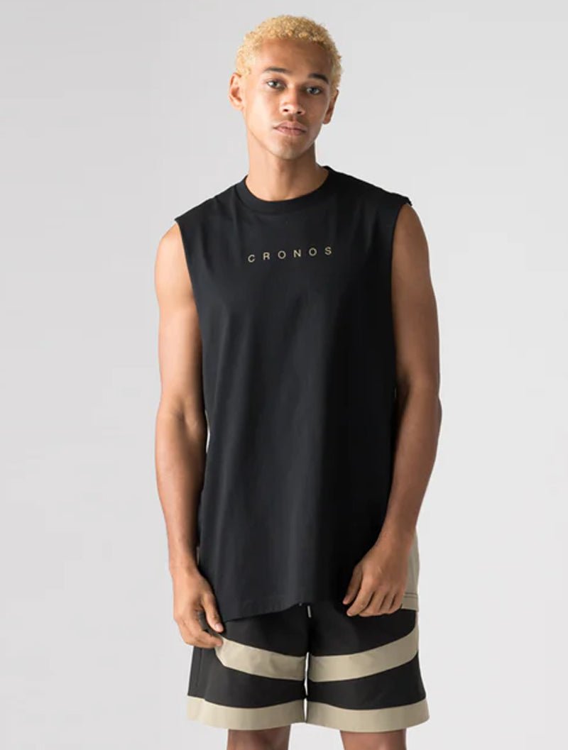 CRONOS 拼接背心 (黑x卡其) - AROAK 機能健身服飾 | 專為健人打造