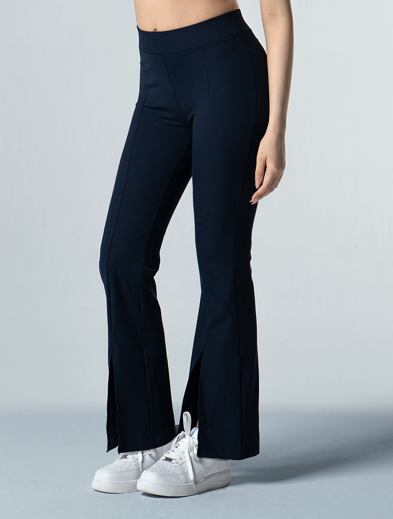 Curvy™ - RIB 前開衩喇叭休閒長褲 25 - 1 (深藍) - AROAK 機能健身服飾 | 專為健人打造