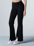 Curvy™ - RIB 前開衩喇叭休閒長褲 25 - 1 (黑) - AROAK 機能健身服飾 | 專為健人打造