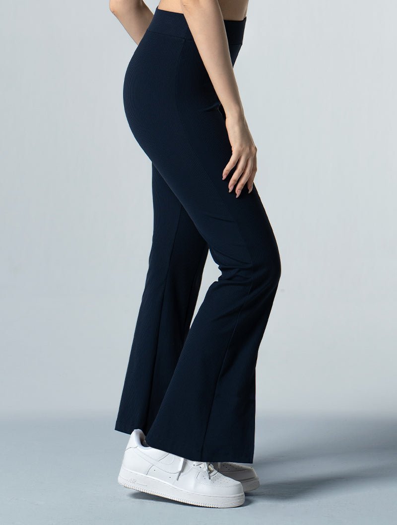 Curvy™ - RIB 前開衩喇叭休閒長褲 25 - 1 (深藍) - AROAK 機能健身服飾 | 專為健人打造