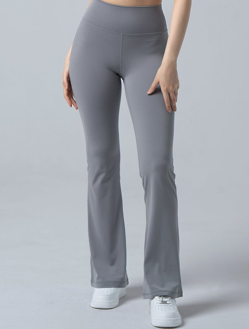 Doux™ 裸感高腰纖瘦喇叭瑜珈褲 24 - 1 (淺灰) - AROAK 機能健身服飾 | 專為健人打造